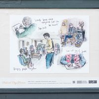 Illustrated poster by ECA student about work with Mobile Libraries users