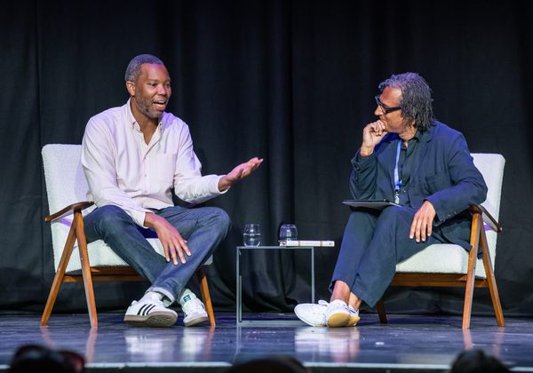 Ta-Nehisi Coates on stage with David Olusoga