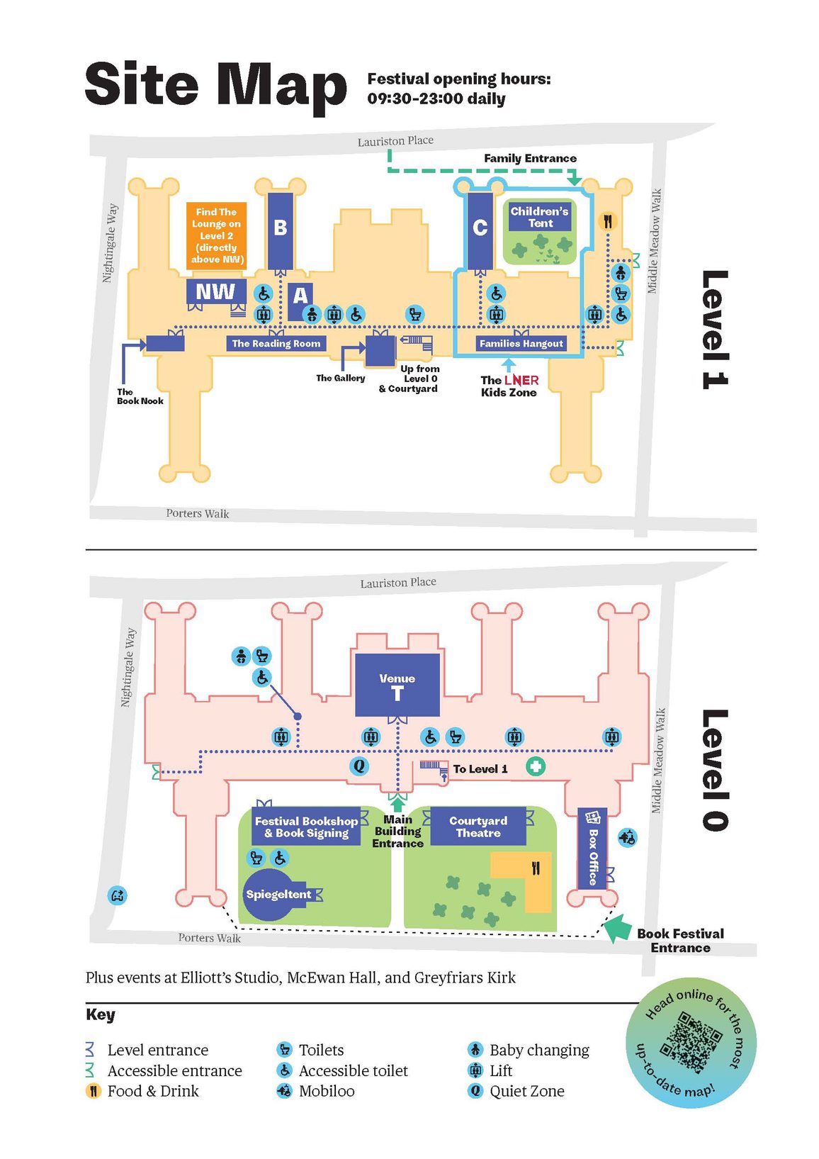 Site map of Edinburgh Futures Institute showing two levels