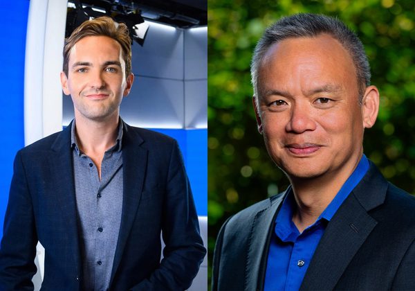 Side by side photos of authors Lewis Goodall and Edward Wong