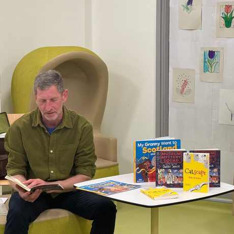 Author Mike Nicholson reading at Edinburgh Sick Kids