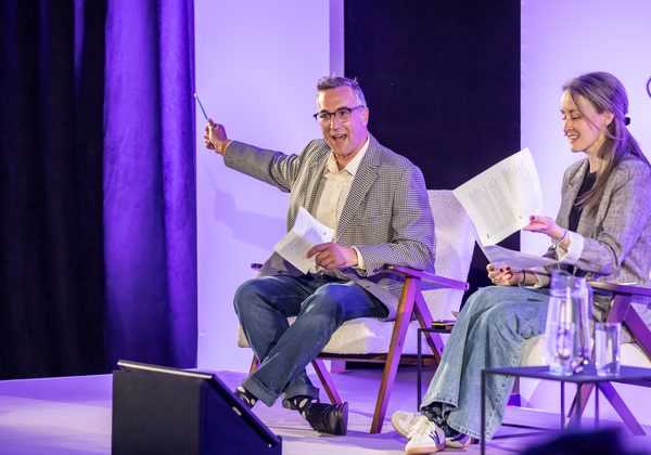 Writer Ryan Van Winkle on stage