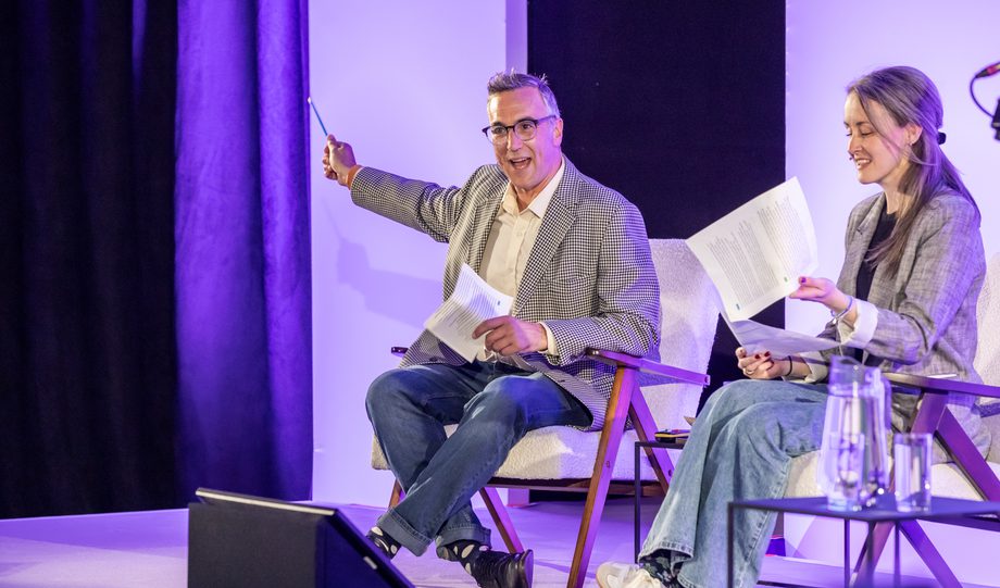 Writer Ryan Van Winkle on stage