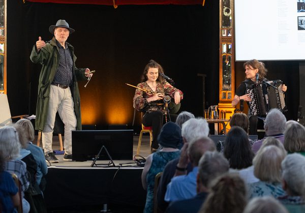 Angus Peter Campbell on stage performing
