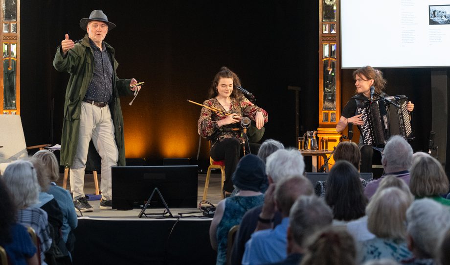 Angus Peter Campbell on stage performing