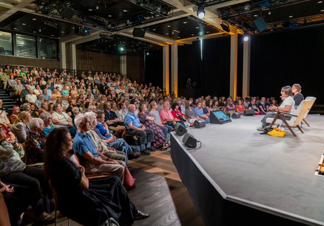 View of stage and audience in Book Festival venue T