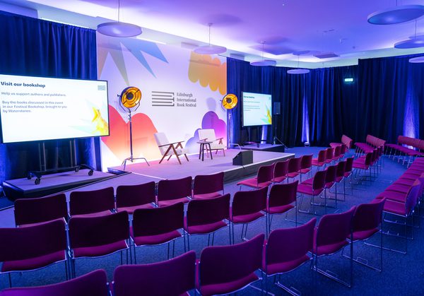Shows seats and stage in Book Festival venue B