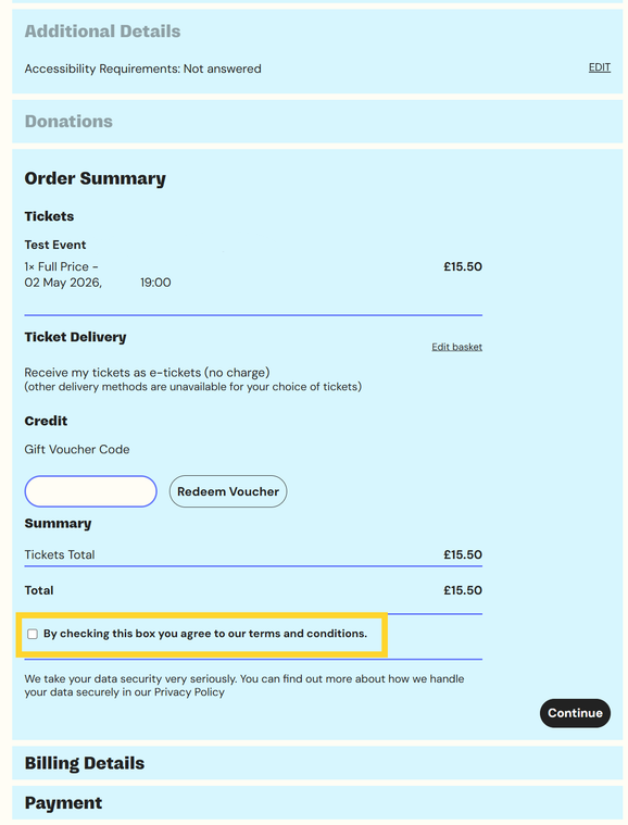 Screenshot of Book Fest checkout page