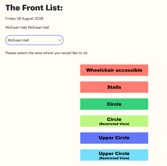 Screenshot of Book Fest seating plan page